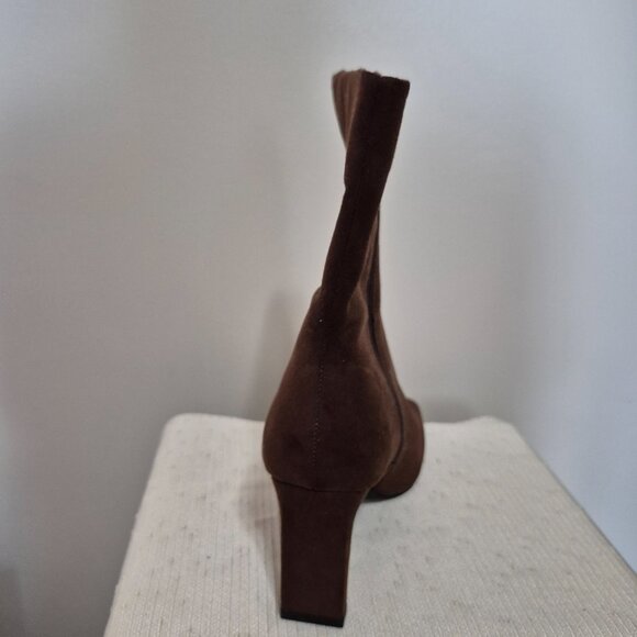 Chocolate Brown Faux Suede Boots - Picture 6 of 14